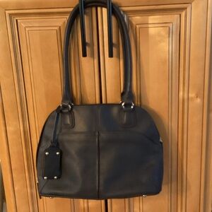 Elegant Navy Blue Leather Tignanello  Shoulder Bag